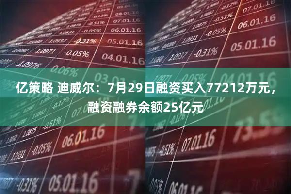 亿策略 迪威尔:7月29日融资买入77212万元,融资融券余额25亿元