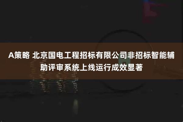A策略 北京国电工程招标有限公司非招标智能辅助评审系统上线运行成效显著