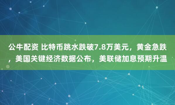 公牛配资 比特币跳水跌破7.8万美元，黄金急跌，美国关键经济数据公布，美联储加息预期升温